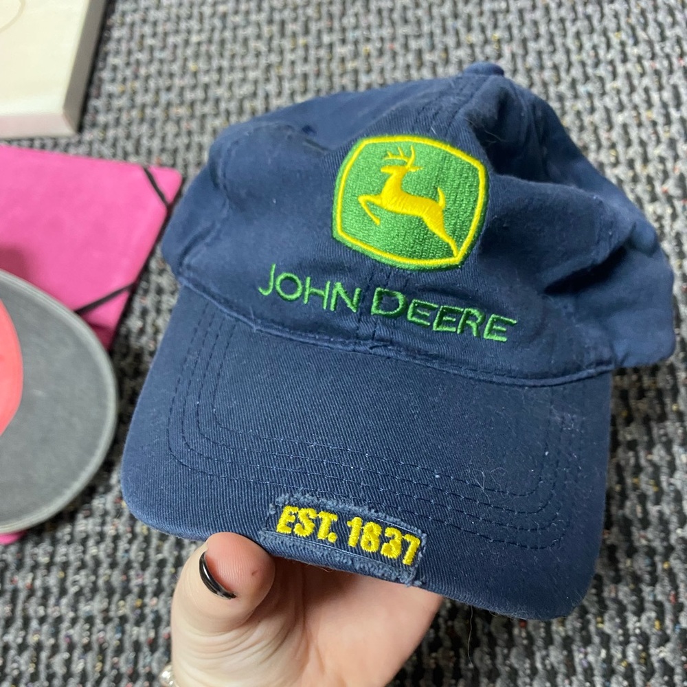 John Deere hat. Navy, green and yellow. One size.
